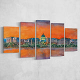 Madison Wisconsin Usa Downtown Skyline Dusk 5 Pieces Mixed Canvas Prints Wall Art Home Decor