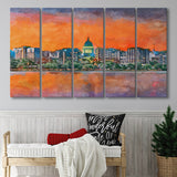 Madison Wisconsin Usa Downtown Skyline Dusk 5 Pieces Extra Large Canvas Prints Wall Art Home Decor