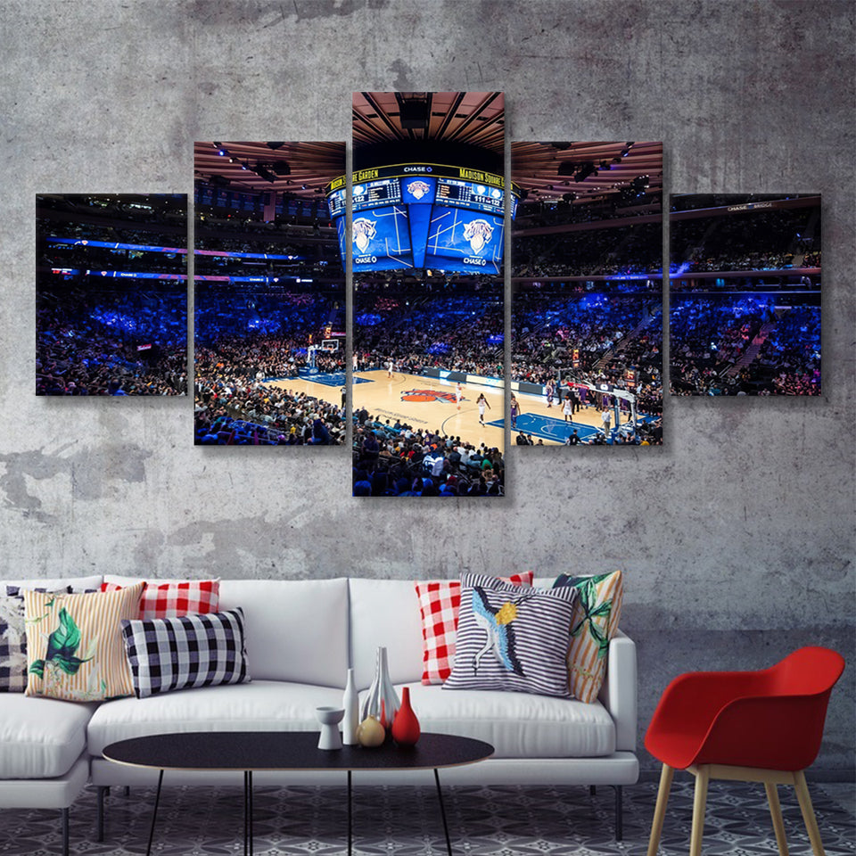 Madison Square Garden Stadium 5 Pieces Canvas Prints Wall Art - Painting Canvas, Multi Panel, Wall Decor, Canvas Art
