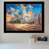 Madrid Spain Cityscape Calle De Alcala City Art Watercolor Framed Art Prints Wall Art Decor,Framed Picture