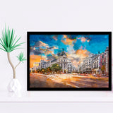 Madrid Spain Cityscape Calle De Alcala City Art Watercolor Framed Art Prints Wall Art Decor,Framed Picture
