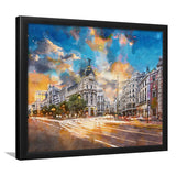 Madrid Spain Cityscape Calle De Alcala City Art Watercolor Framed Art Prints Wall Art Decor,Framed Picture