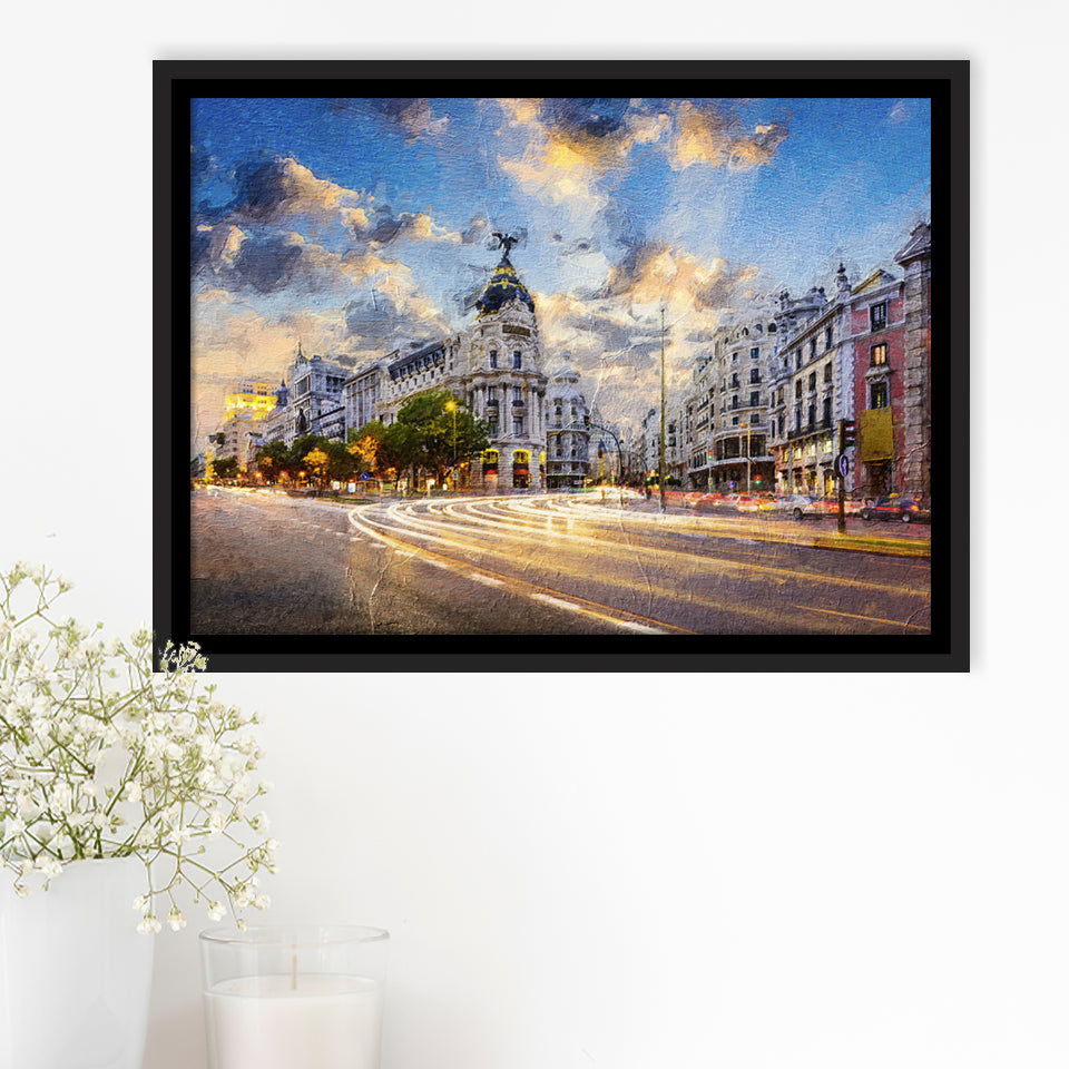 Madrid City Framed Canvas Prints Wall Art Decor - Paiting Canvas, Art Prints, Floating Frame