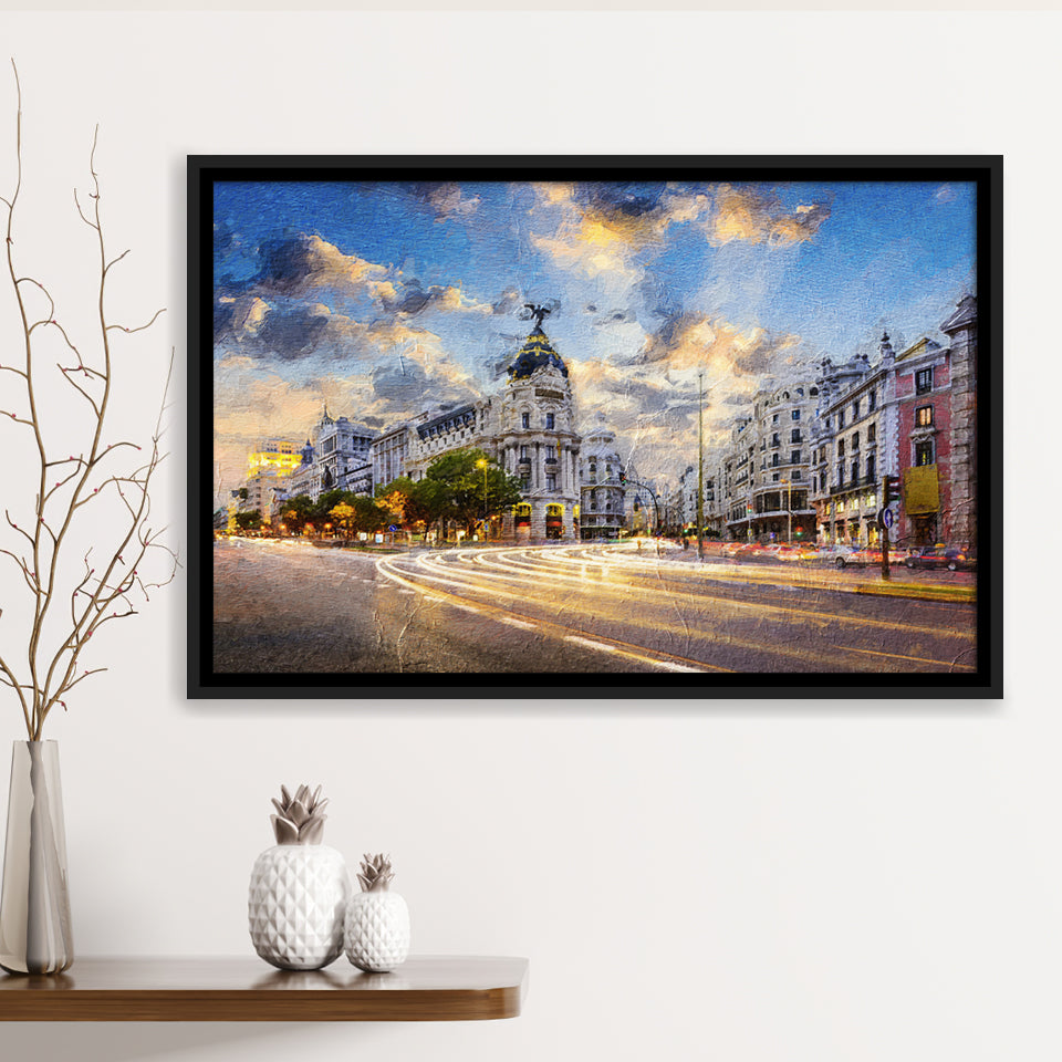 Madrid City Framed Canvas Prints Wall Art Decor - Paiting Canvas, Art Prints, Floating Frame