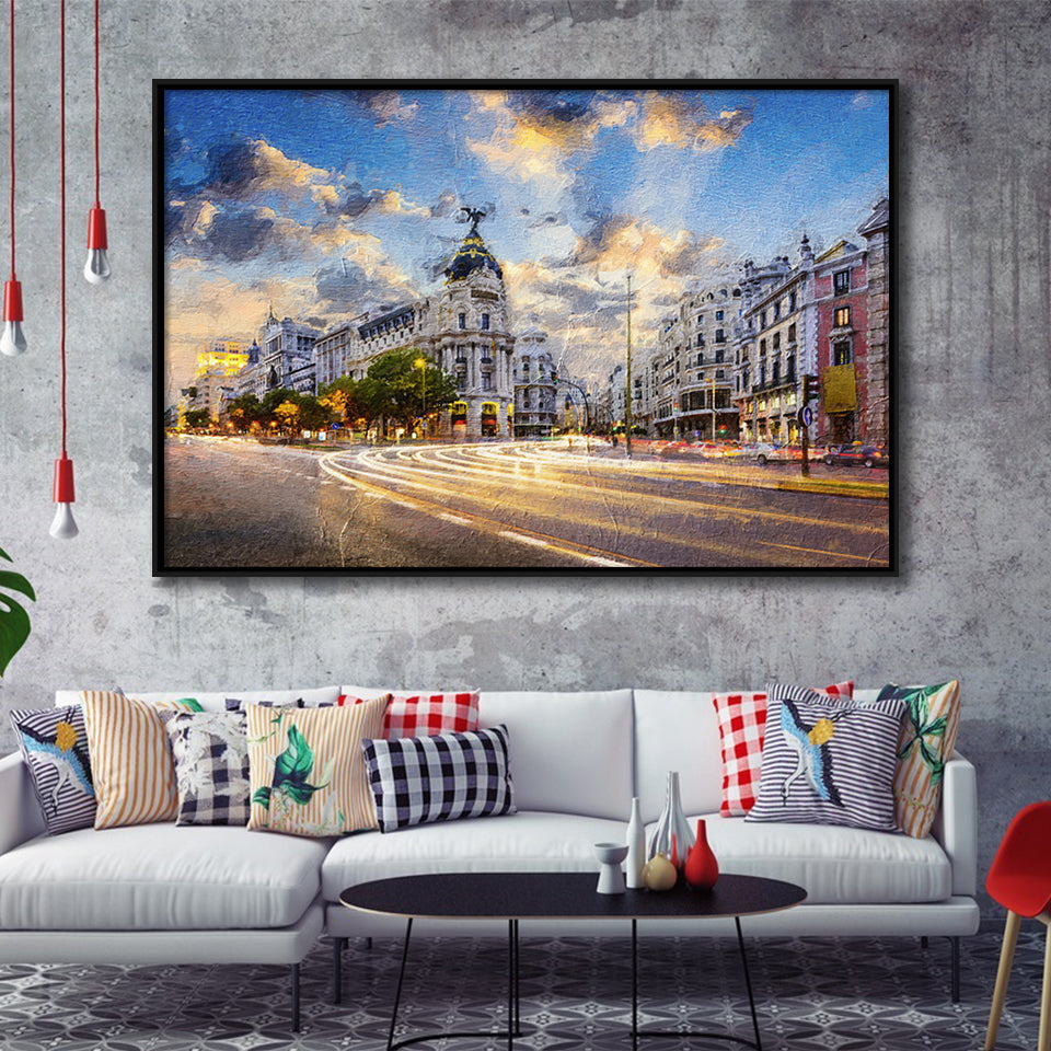 Madrid City Framed Canvas Prints Wall Art Decor - Paiting Canvas, Art Prints, Floating Frame