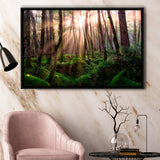 Magical Forest Morning Framed Canvas Prints Wall Art Decor, Framed Picture, Floating Frame