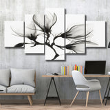 Magnolia Flower Black And White 5 Piece Canvas Prints Wall Art Decor, Multi Panels, Mixed Canvas