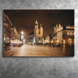 Main Market Square and St Mary's Basilica Krakow Poland Canvas Prints Wall Art - Painting Canvas, Wall Decor, Home Decor, Prints for Sale