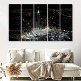 Makkah Clock Tower 5 Piece Canvas Prints Wall Art - Painting Prints, Wall Decor,Multi Panels
