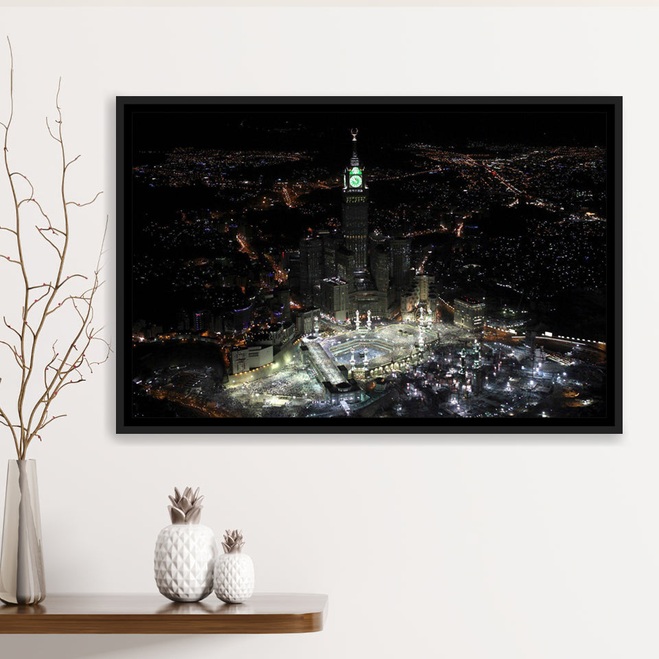 Makkah Clock Tower Framed Canvas Prints Wall Art - Painting Prints, Wall Decor, Floating Frame