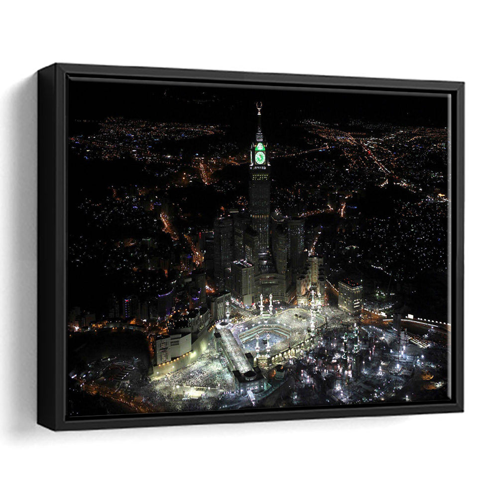 Makkah Clock Tower Framed Canvas Prints Wall Art - Painting Prints, Wall Decor, Floating Frame