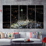 Makkah Clock Tower 5 Piece Canvas Prints Wall Art - Painting Prints, Wall Decor,Multi Panels