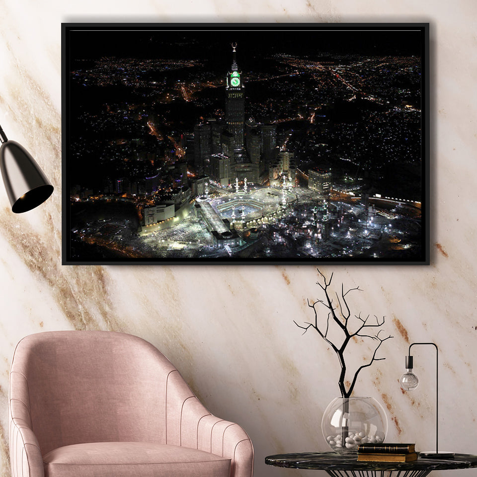 Makkah Clock Tower Framed Canvas Prints Wall Art - Painting Prints, Wall Decor, Floating Frame
