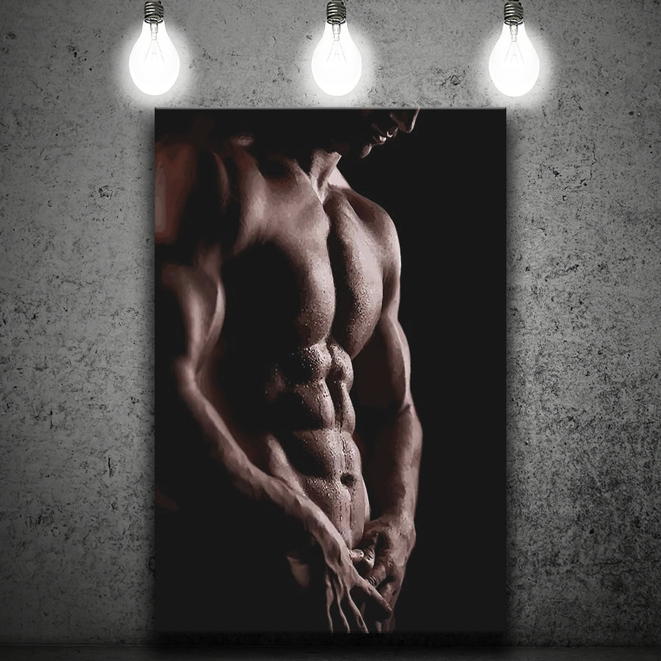 Male Torso 6 Pack Gym Motivation Canvas Prints Wall Art - Painting Canvas, Home Wall Decor, For Sale, Painting Prints