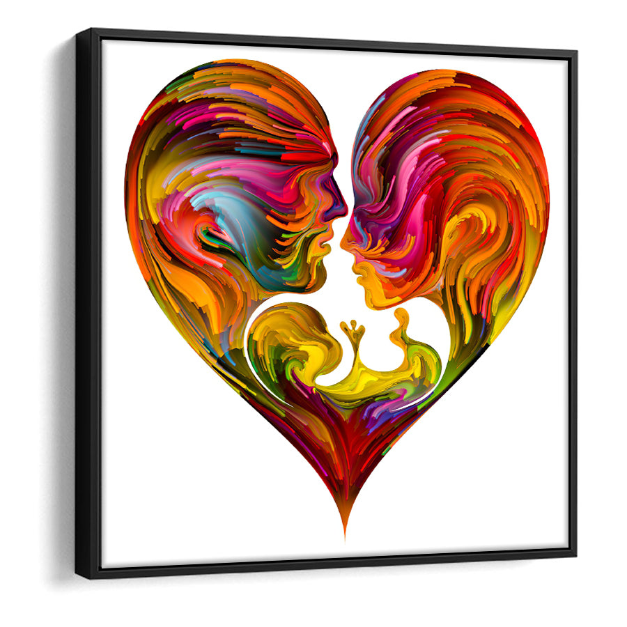 Canvas Wall Art | Male, Female Joined Into Heart - Framed Canvas, Canvas Prints, Painting Canvas