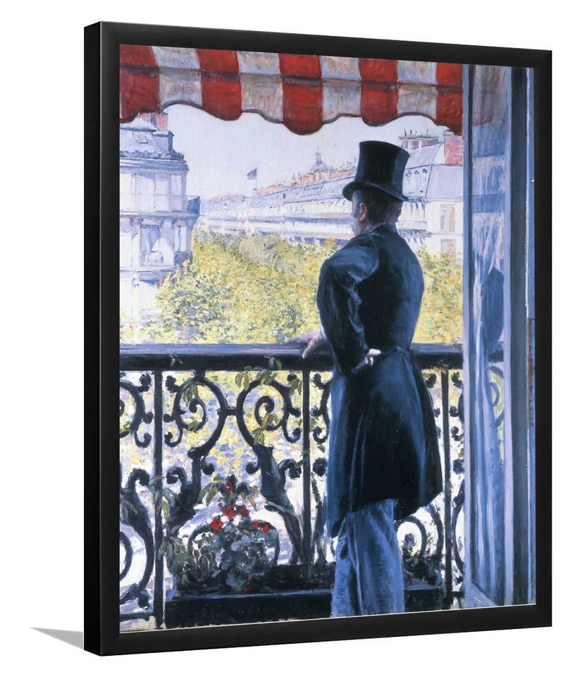 Man On Balcony, Boulevard Haussmann By Gustave Caillebotte-Art Print,Frame Art,Plexiglass Cover