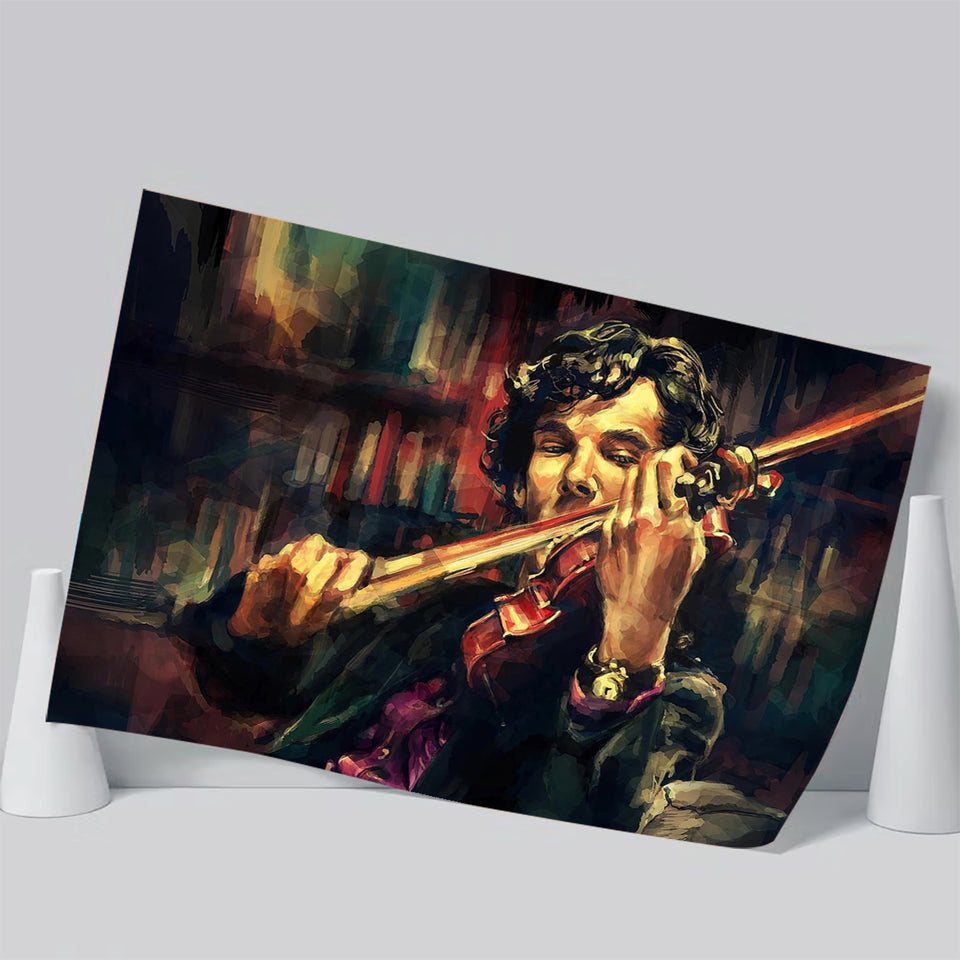 Man Play Violinist Art Music Room Art Poster Prints Wall Art Decor, Unframe, Poster Art