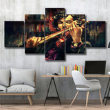 Man Play Violinist Art Music Room Art 5 Piece Canvas Prints Wall Art Decor, Multi Panels, Mixed Canvas