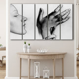 Man Ray Black And White Print, Solarised Woman Larger Canvas Art, 5 Piece Canvas Prints Wall Art Decor