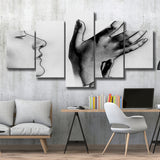 Man Ray Black And White Print, Solarised Woman 5 Panels, Canvas Prints Wall Art Decor, Large Canvas Art