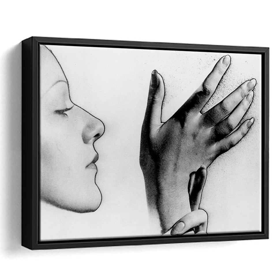 Man Ray Black And White Print, Solarised Woman Framed Canvas Prints Wall Art Home Decor,Floating Frame