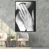 Man Ray Hands On Lips Black And White Print, Surrealist Photography Framed Canvas Prints Wall Art Home Decor, Floating Frame