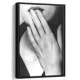 Man Ray Hands On Lips Black And White Print, Surrealist Photography Framed Canvas Prints Wall Art Home Decor, Floating Frame