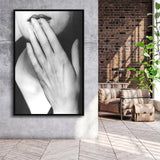 Man Ray Hands On Lips Black And White Print, Surrealist Photography Framed Canvas Prints Wall Art Home Decor, Floating Frame