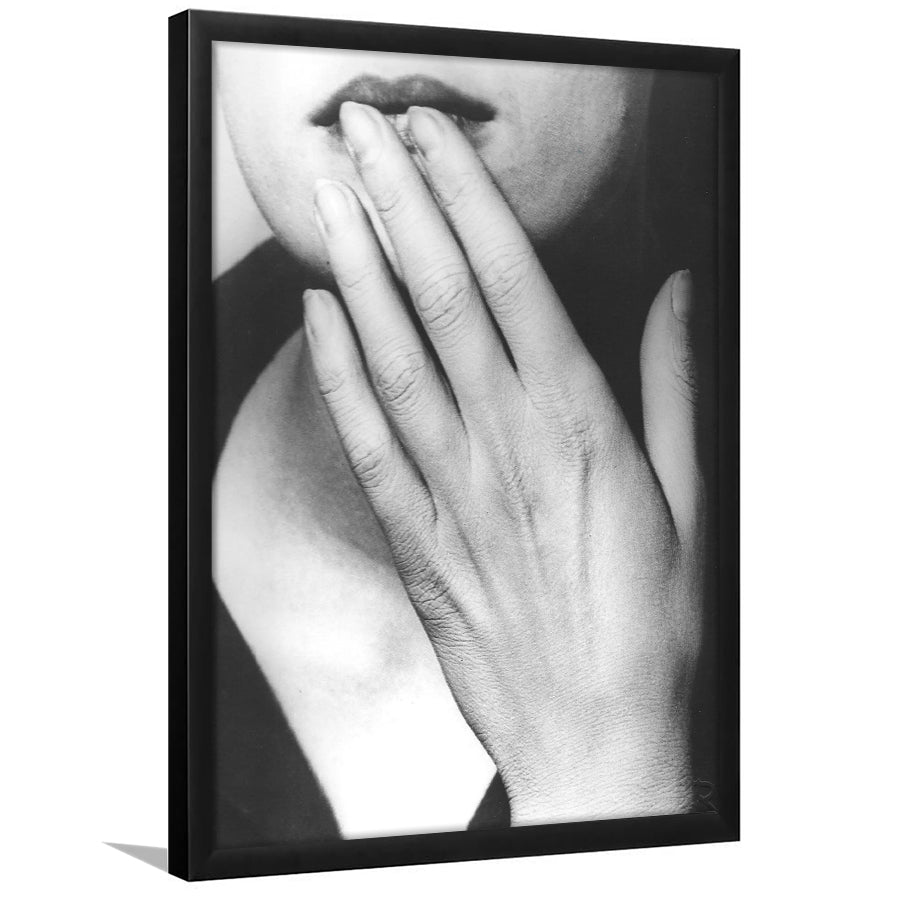 Man Ray Hands On Lips Black And White Print, Surrealist Photography Framed Art Print Wall Art Decor,Framed Picture
