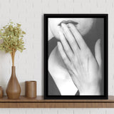 Man Ray Hands On Lips Black And White Print, Surrealist Photography Framed Canvas Prints Wall Art Home Decor, Floating Frame