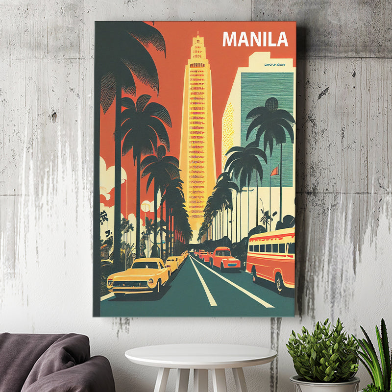 Manila Retro Art Print ,City Art Print, Large Canvas, Canvas Print Wall Art Home Decor