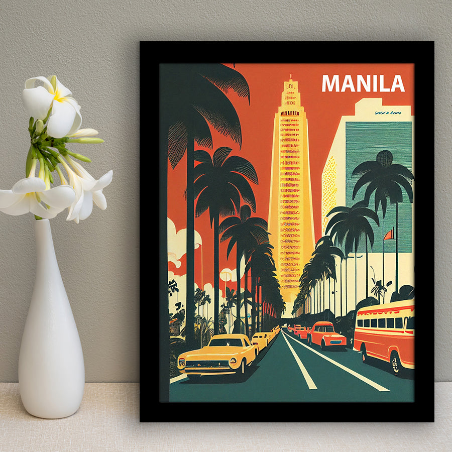 Manila Retro Art Print, City Art Print, Framed Art Print Wall Art Home Decor, Framed Picture