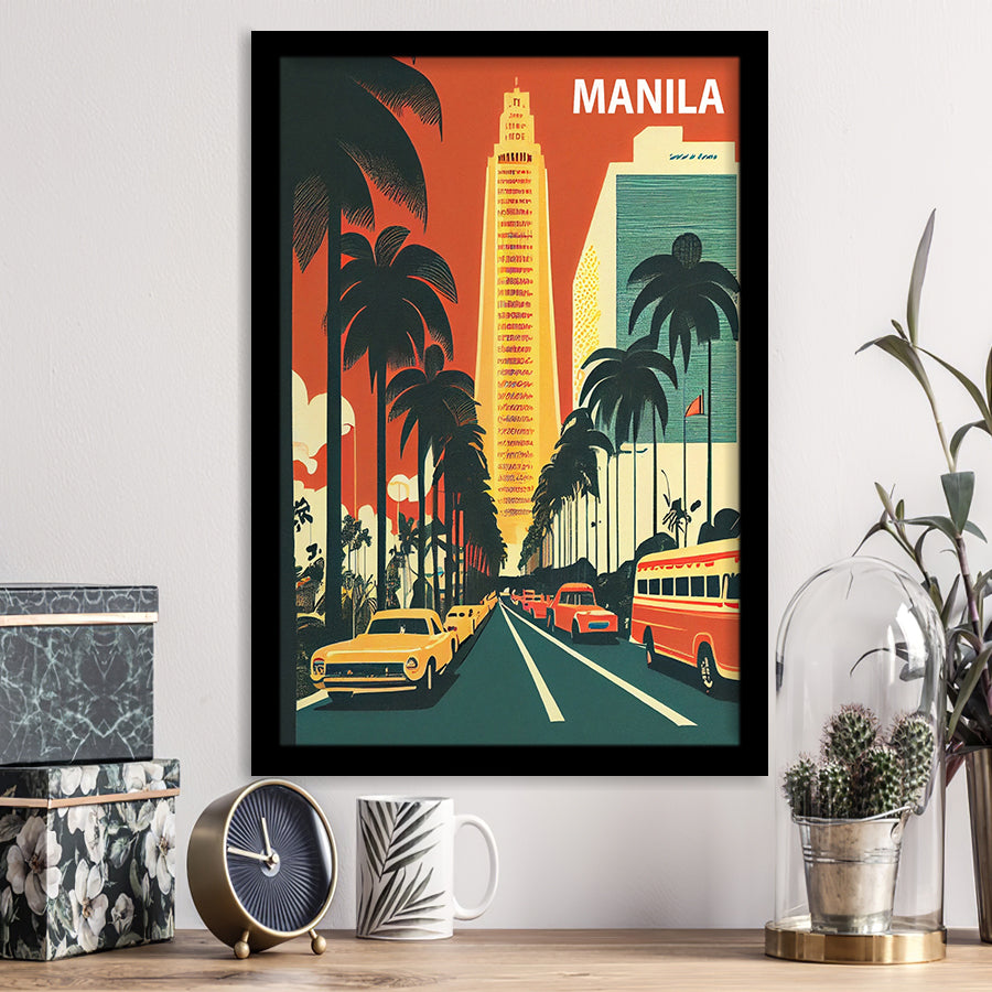 Manila Retro Art Print, City Art Print, Framed Art Print Wall Art Home Decor, Framed Picture