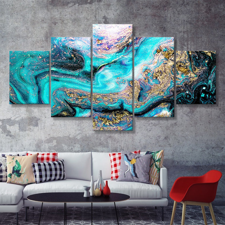 Many Glitters on Abstract 5 Piece Canvas Prints Wall Art Decor - Painting Canvas, Multi Panels