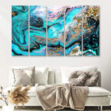 Many Glitters on Abstract 5 Piece B Canvas Prints Wall Art Decor - Painting Canvas, Multi Panels