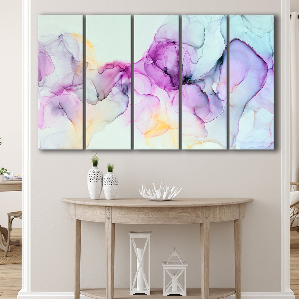 Marble Color Wall Art 5 Piece B Canvas Prints Wall Art, Multi Panels,Large Canvas