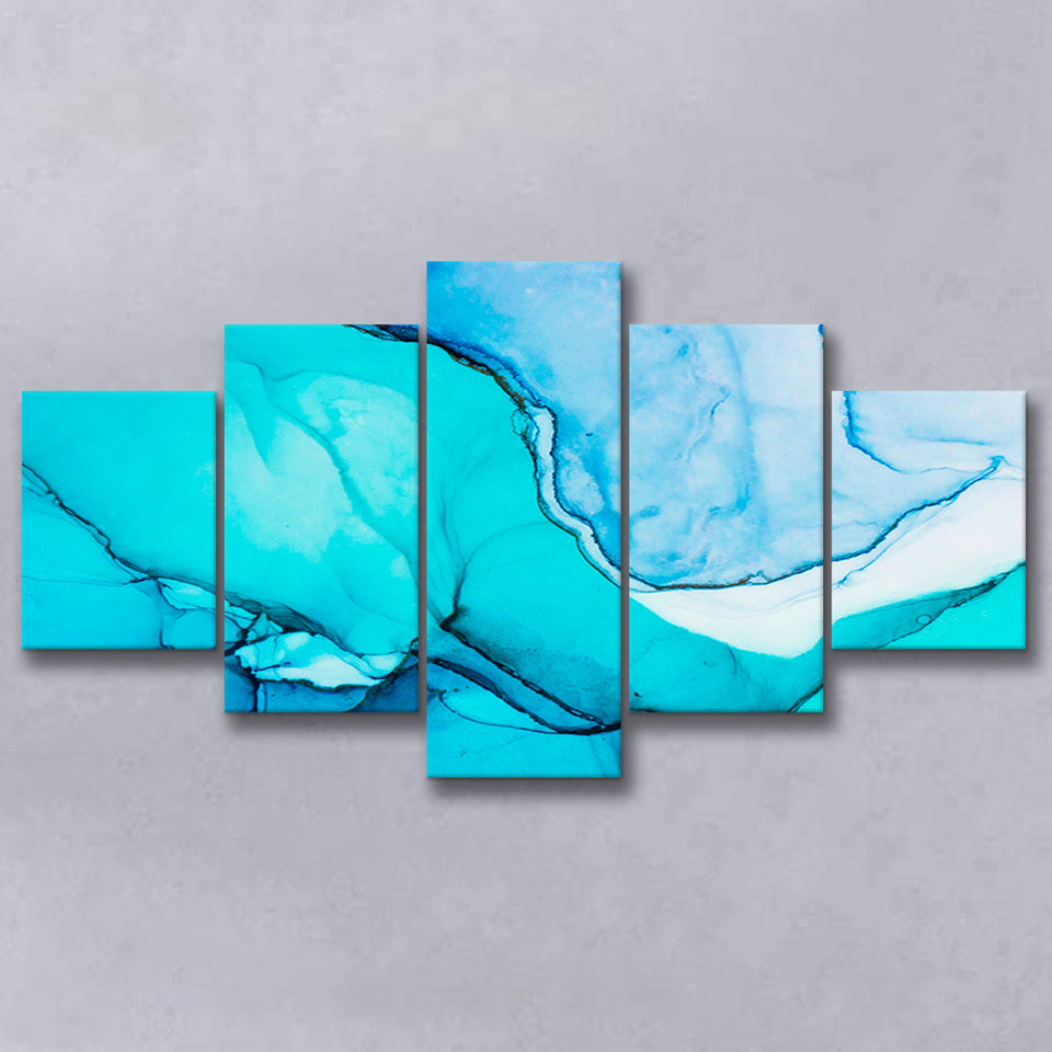 Marble Effect 5 Piece Canvas Prints Wall Art Decor, Multi Panels, Mixed Canvas