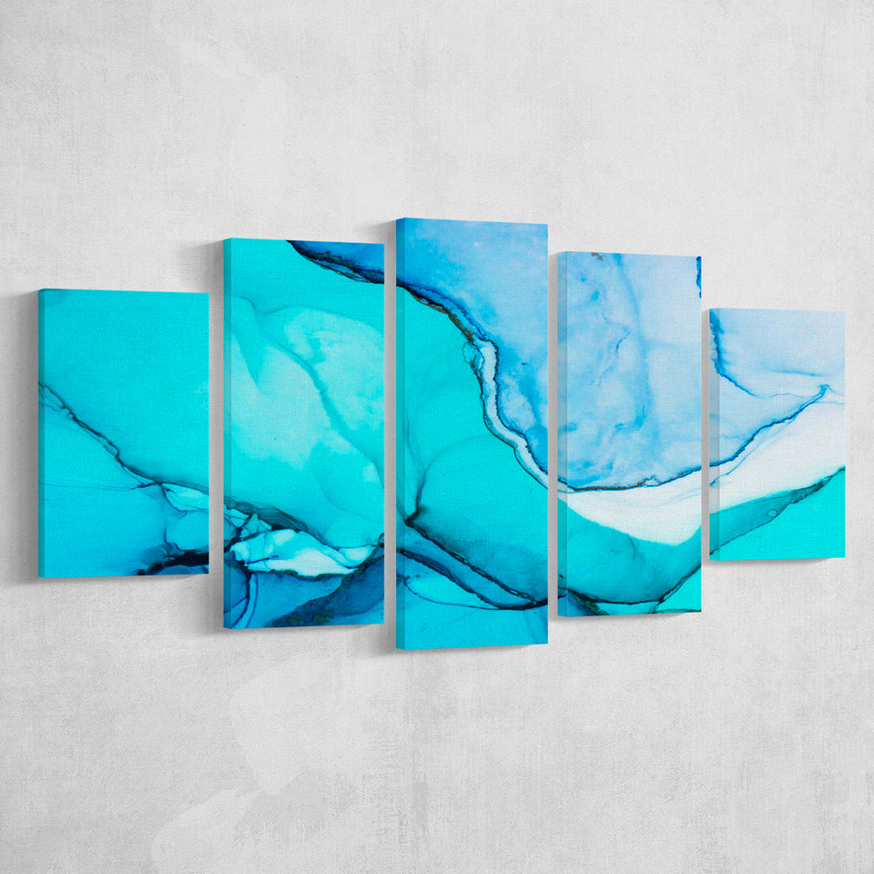 Marble Effect 5 Piece Canvas Prints Wall Art Decor, Multi Panels, Mixed Canvas