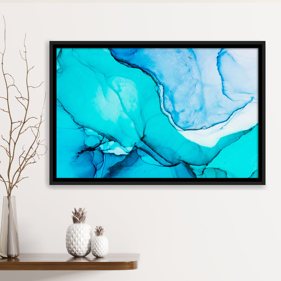 Marble Effect Framed Canvas Prints Wall Art Decor, Framed Picture, Floating Frame