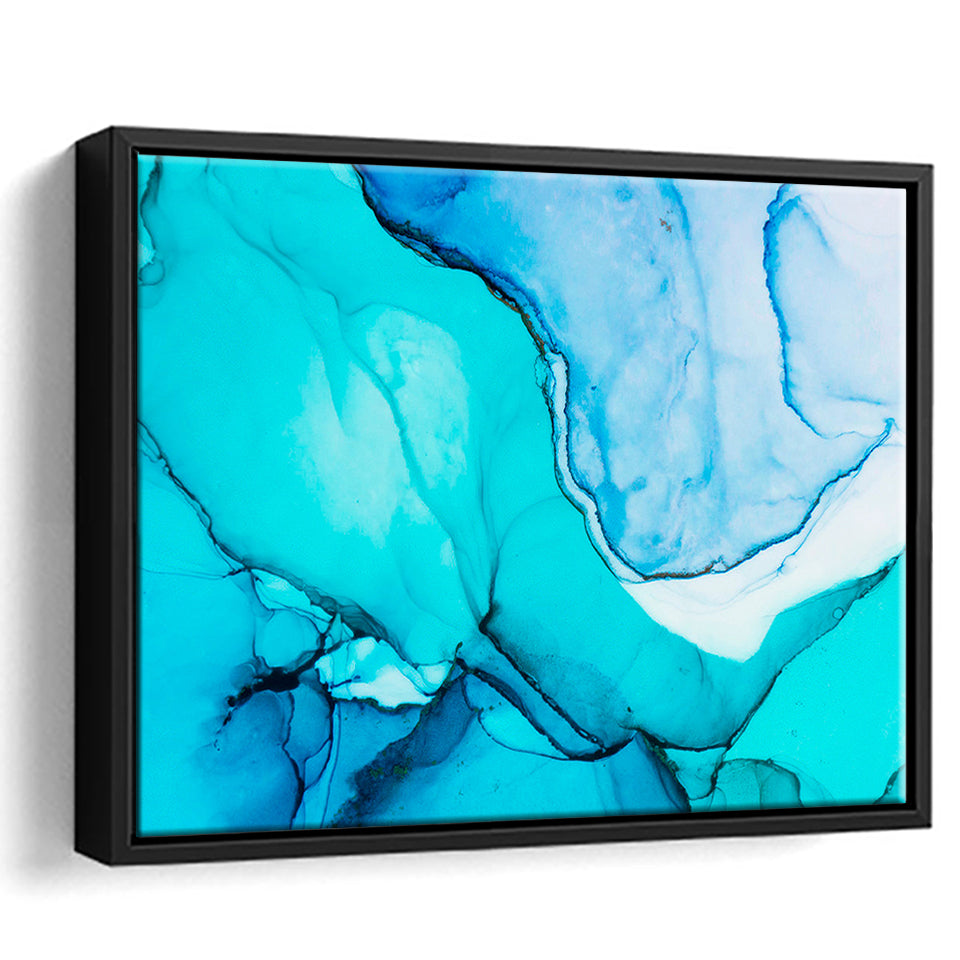 Marble Effect Framed Canvas Prints Wall Art Decor, Framed Picture, Floating Frame