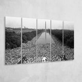 March On Washington Black And White Print, Civil Rights Movement Larger Canvas Art, 5 Piece Canvas Prints Wall Art Decor