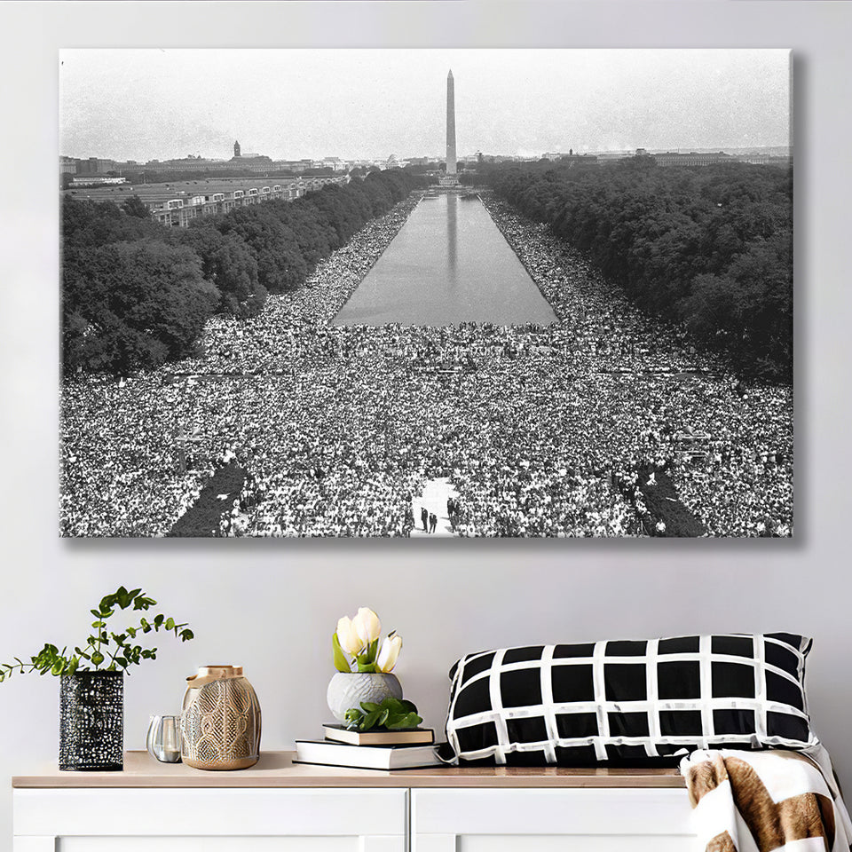 March On Washington Black And White Print, Civil Rights Movement Canvas Prints Wall Art Home Decor