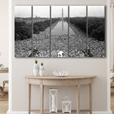 March On Washington Black And White Print, Civil Rights Movement Larger Canvas Art, 5 Piece Canvas Prints Wall Art Decor