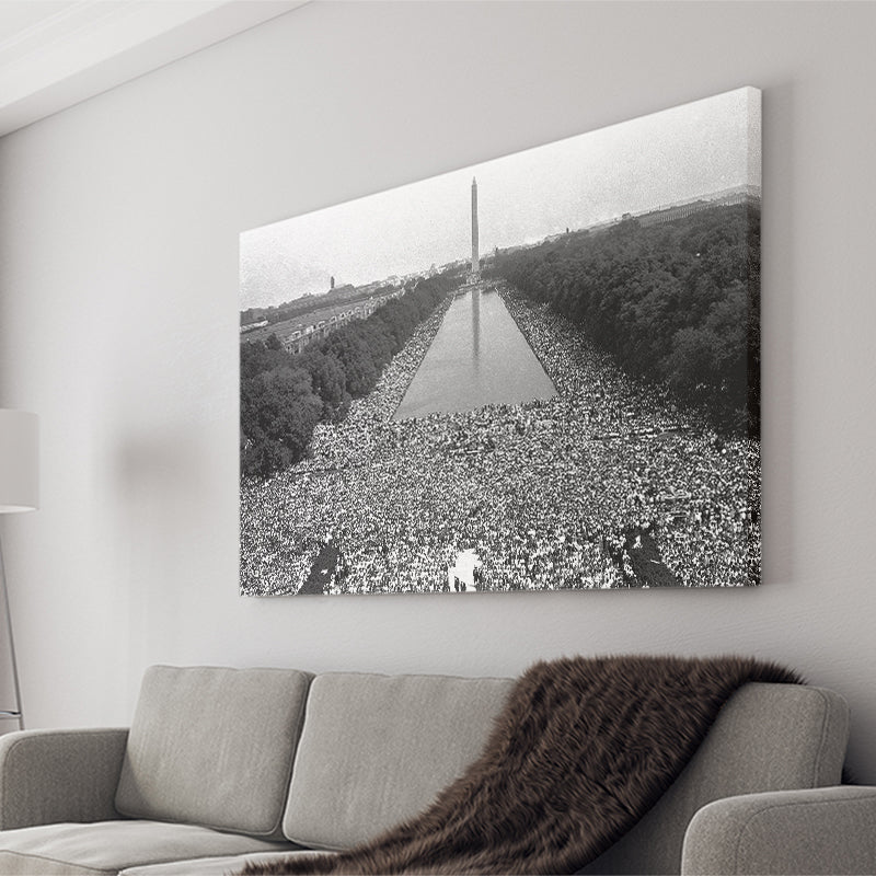 March On Washington Black And White Print, Civil Rights Movement Canvas Prints Wall Art Home Decor