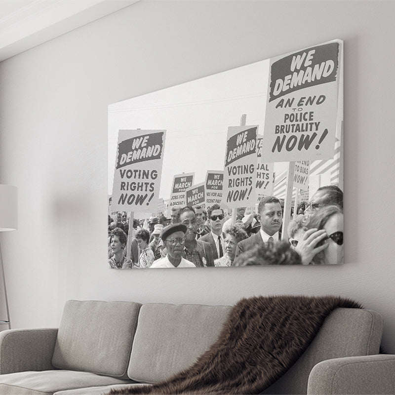 March On Washington Protest Black And White Print, Civil Rights Canvas Prints Wall Art Home Decor