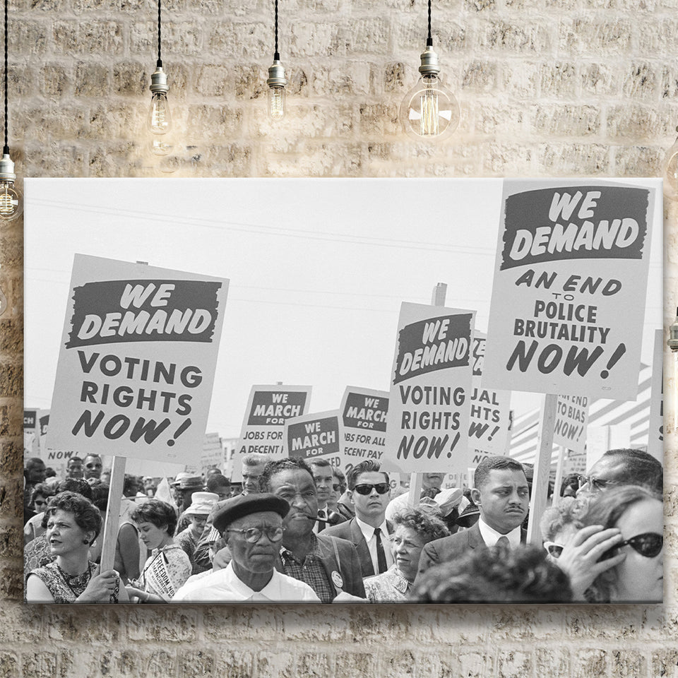 March On Washington Protest Black And White Print, Civil Rights Canvas Prints Wall Art Home Decor