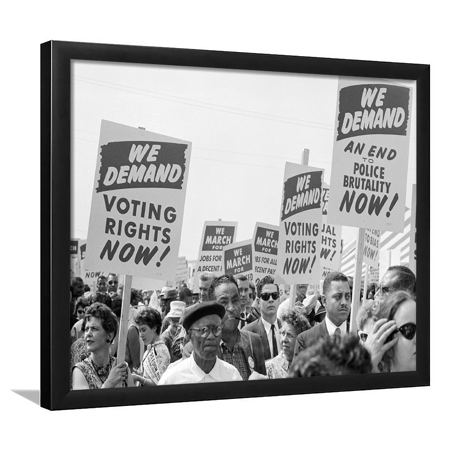 March On Washington Protest Black And White Print, Civil Rights Framed Art Prints, Wall Art,Home Decor,Framed Picture