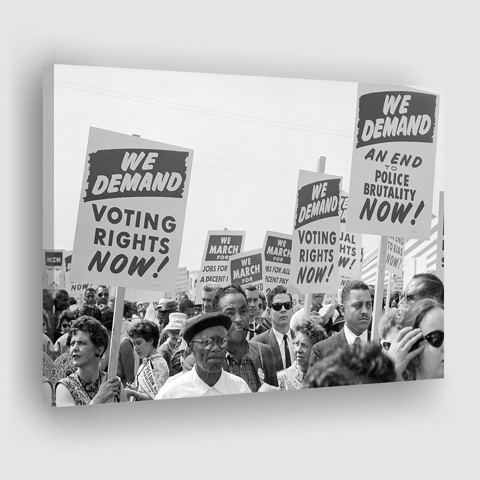 March On Washington Protest Black And White Print, Civil Rights Canvas Prints Wall Art Home Decor