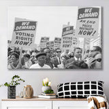 March On Washington Protest Black And White Print, Civil Rights Canvas Prints Wall Art Home Decor