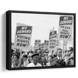 March On Washington Protest Black And White Print, Civil Rights Framed Canvas Prints Wall Art Home Decor,Floating Frame